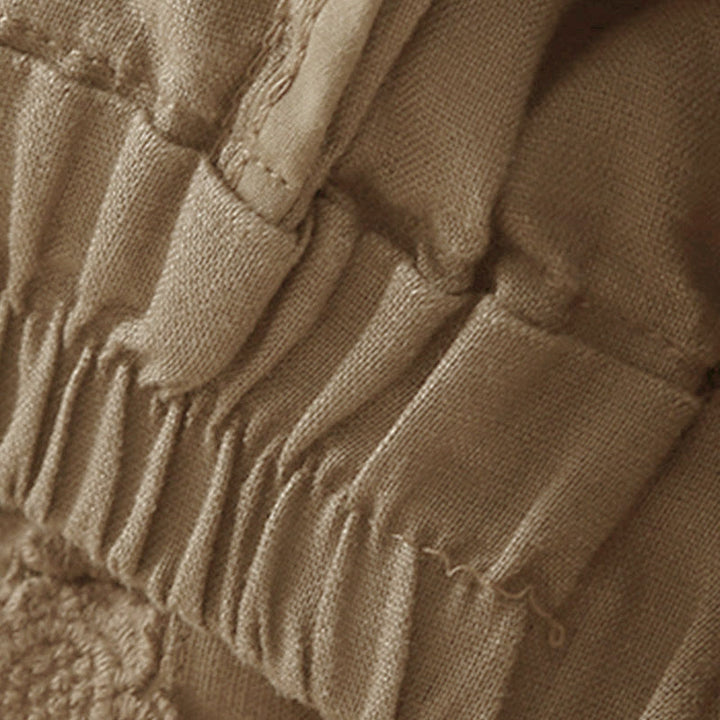 Short en coton à lacets avec poches et motif Buddha Stones, couleur unie, bas ajouré - image 15