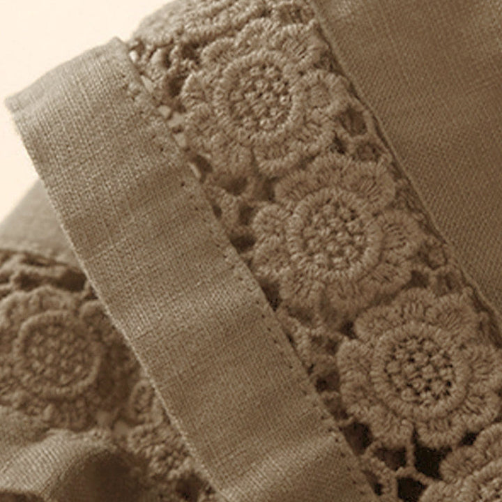 Short en coton à lacets avec poches et motif Buddha Stones, couleur unie, bas ajouré - image 11