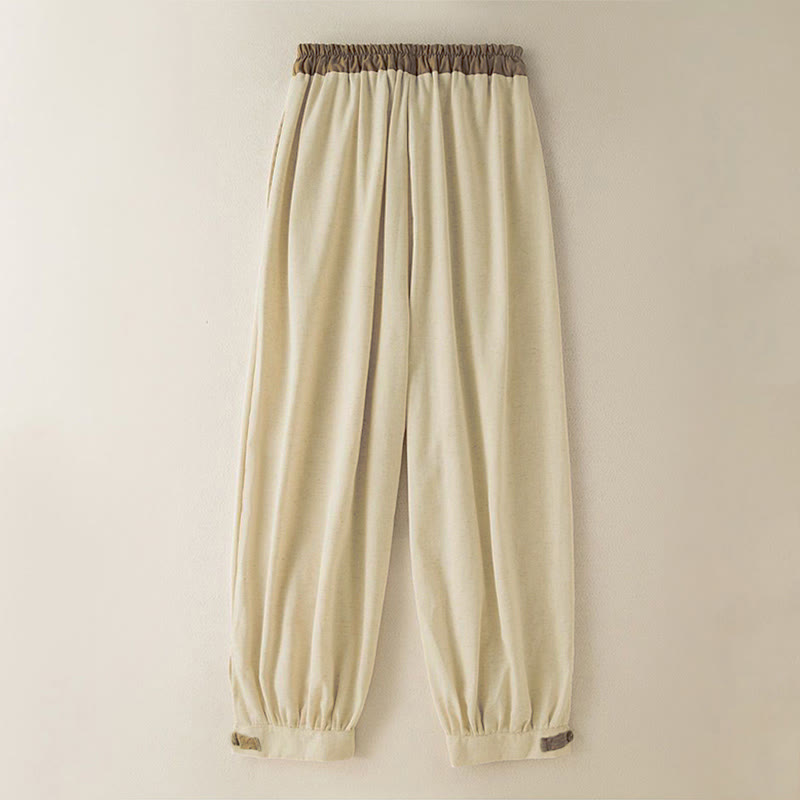 Pantalon sarouel en coton uni avec cordon de serrage et poches pour femme Buddha Stones - image 1