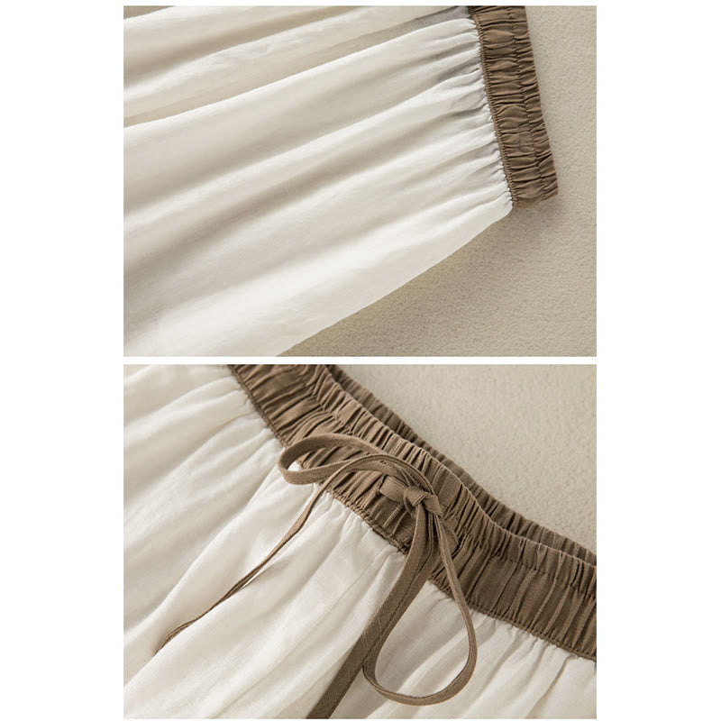 Pantalon sarouel en coton uni avec cordon de serrage et poches pour femme Buddha Stones - image 8