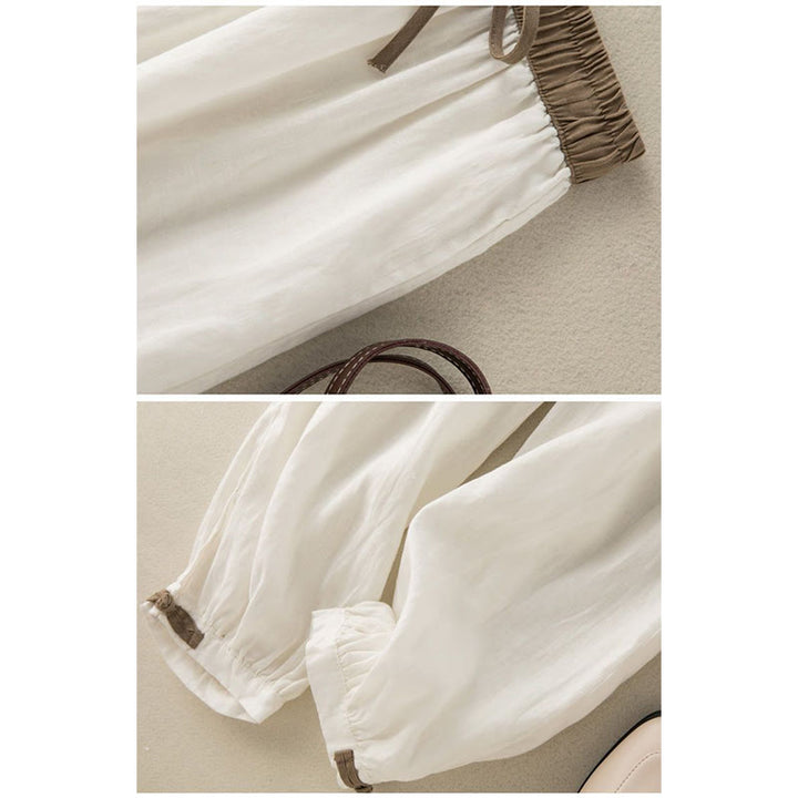 Pantalon sarouel en coton uni avec cordon de serrage et poches pour femme Buddha Stones - image 7
