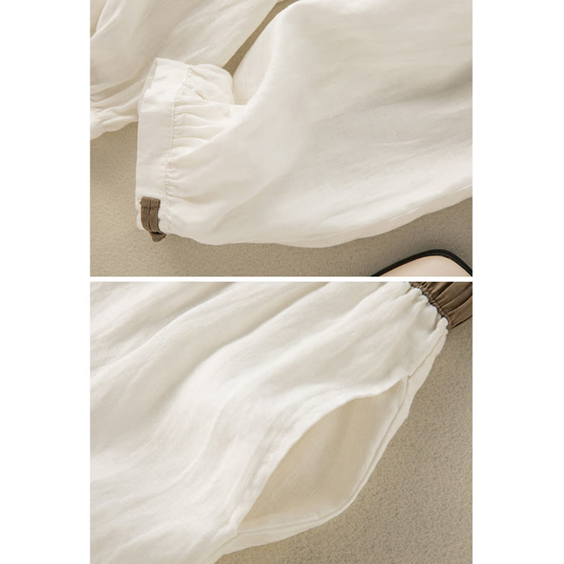 Pantalon sarouel en coton uni avec cordon de serrage et poches pour femme Buddha Stones - image 6