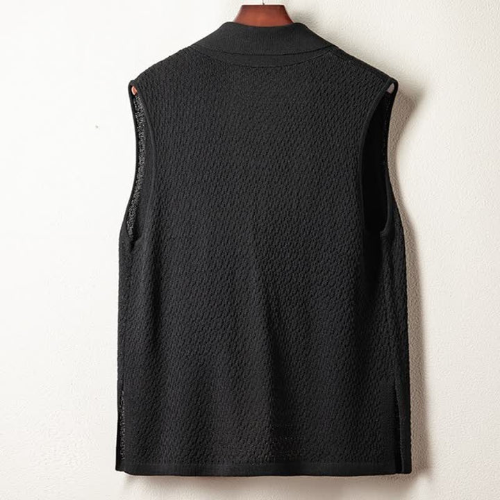 Buddha Stones Kimono homme décontracté minimaliste à fente latérale en maille unie - image 8