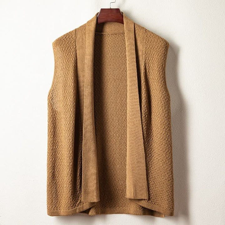 Buddha Stones Kimono homme décontracté minimaliste à fente latérale en maille unie - Tanné - US/UK/AU42，EU52 (3XL) - image 0