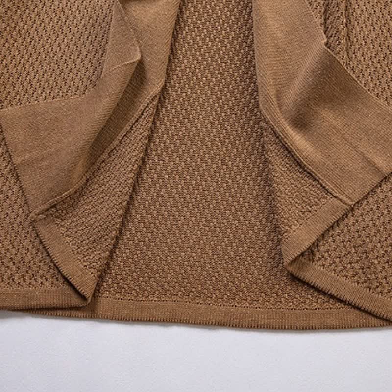 Buddha Stones Kimono homme décontracté minimaliste à fente latérale en maille unie - image 4