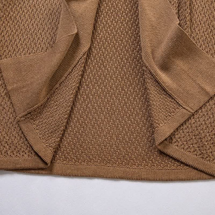 Buddha Stones Kimono homme décontracté minimaliste à fente latérale en maille unie - image 4