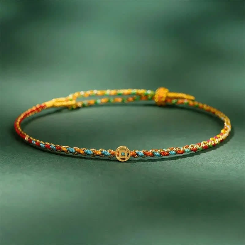 Buddha Stones Bracelet de protection en cordelette fine et colorée tissée à la main - 4,7–7,5 po (12–19 cm) - image 0