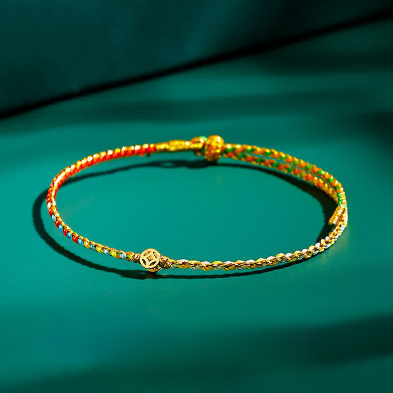 Buddha Stones Bracelet de protection en cordelette fine et colorée tissée à la main - image 1