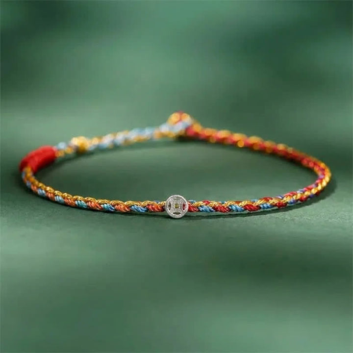 Buddha Stones Bracelet porte-bonheur tressé en argent sterling 925 coloré - Rouge Bleu - 7,1–7,5 pouces (18–19 cm) - image 2