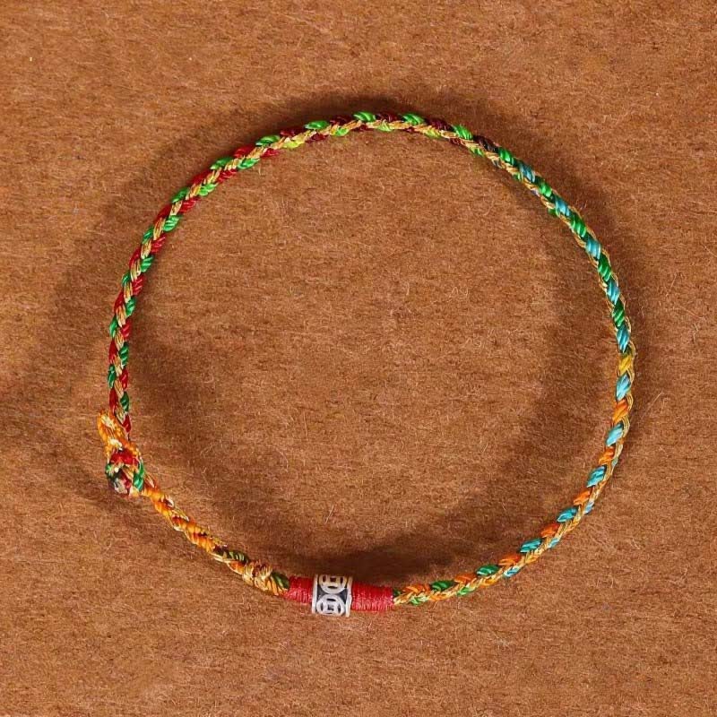 Buddha Stones Bracelet de foi en argent sterling 925 tissé à la main avec un cordon rouge multicolore - image 1