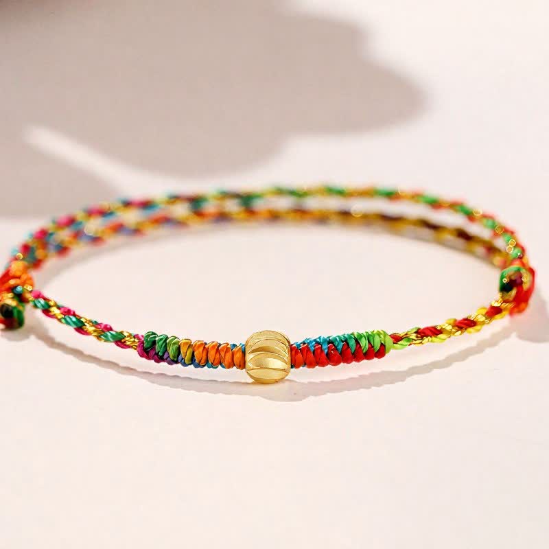 Buddha Stones Bracelet porte-bonheur en cordon rouge coloré tissé à la main - image 1