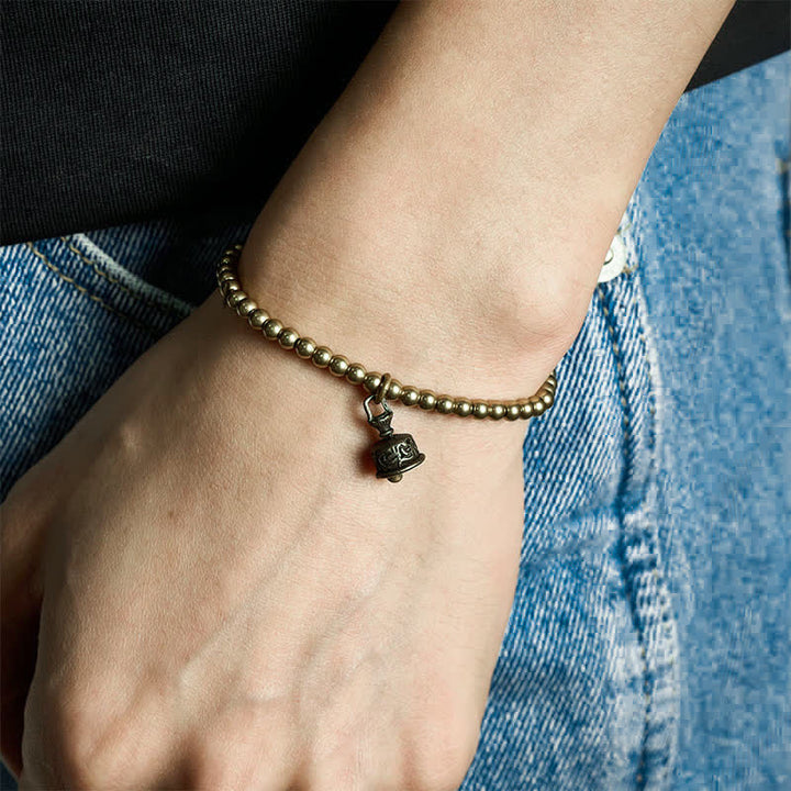 Buddha Stones Bracelet d'équilibre avec pendentif clochette en perles de cuivre - image 4