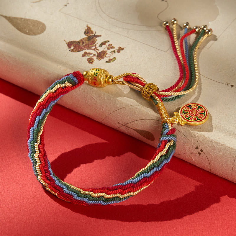 Buddha Stones Bracelet à breloques Om Mani Padme Hum en émail multicolore Rope Energy - Bracelet multicolore (Tour de poignet : 17–18 cm) - image 0