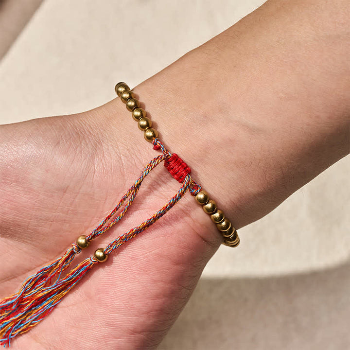 Buddha Stones Bracelet d'équilibre en perles de cuivre et fil rouge - image 9