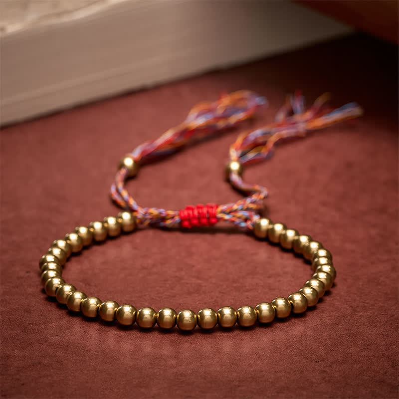 Buddha Stones Bracelet d'équilibre en perles de cuivre et fil rouge - Cuivre (Richesse ♥ Chance) - image 0