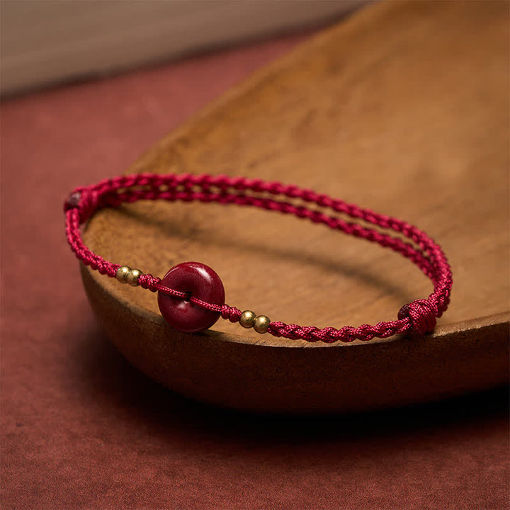 Buddha Stones Bracelet de protection en cuivre avec boucle de la paix à cordon rouge - image 2