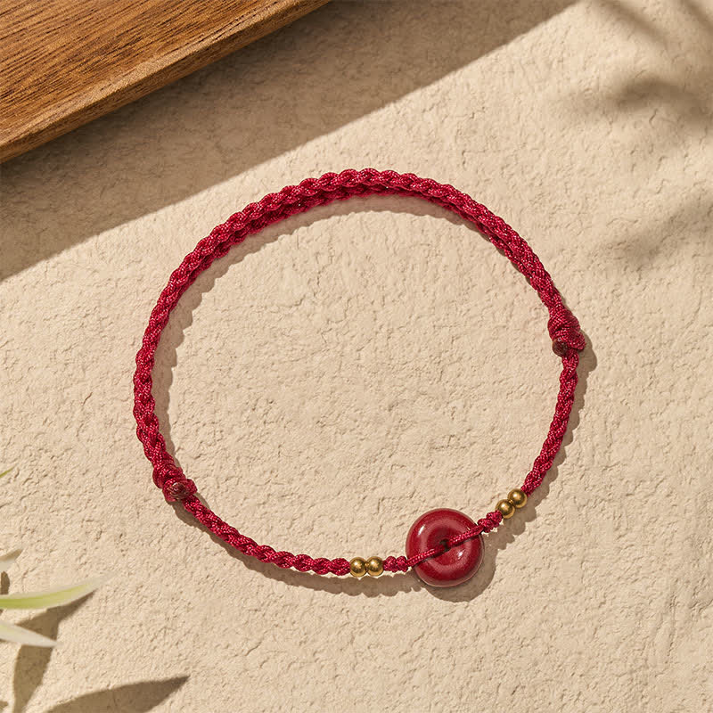 Buddha Stones Bracelet de protection en cuivre avec boucle de la paix à cordon rouge - image 3