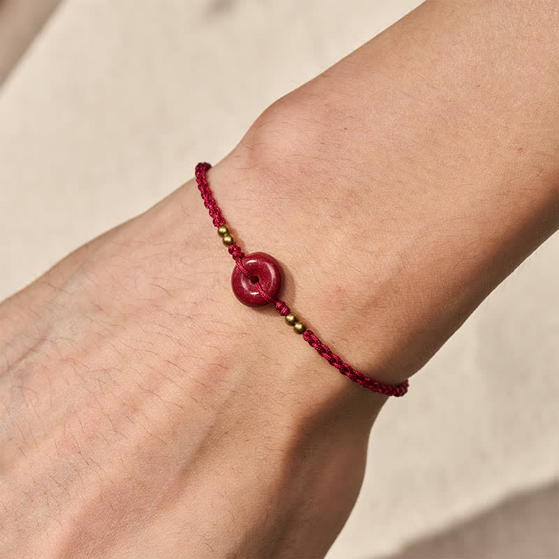 Buddha Stones Bracelet de protection en cuivre avec boucle de la paix à cordon rouge - image 4