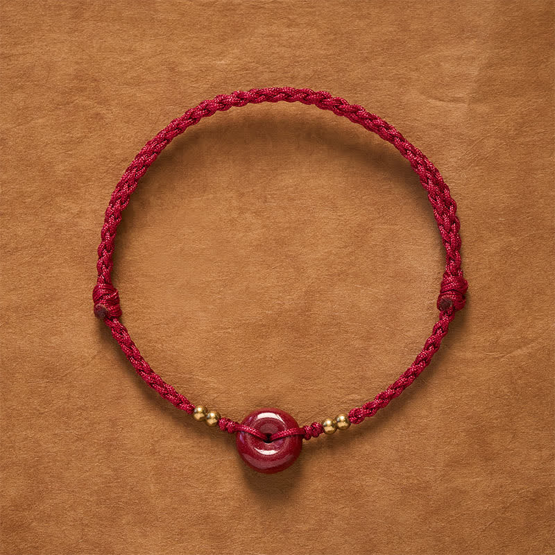 Buddha Stones Bracelet de protection en cuivre avec boucle de la paix à cordon rouge - Cordon rouge (Protection ♥ Chance) - image 0