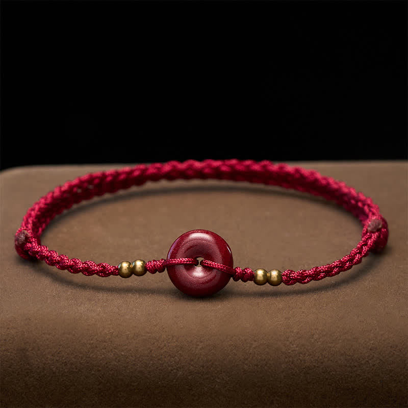 Buddha Stones Bracelet de protection en cuivre avec boucle de la paix à cordon rouge - image 1