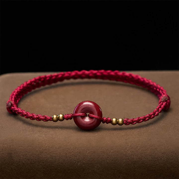 Buddha Stones Bracelet de protection en cuivre avec boucle de la paix à cordon rouge - image 1