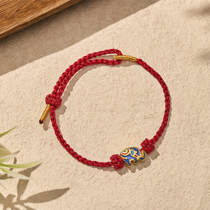 Buddha Stones Bracelet de sagesse tissé en fil rouge éléphant - image 3