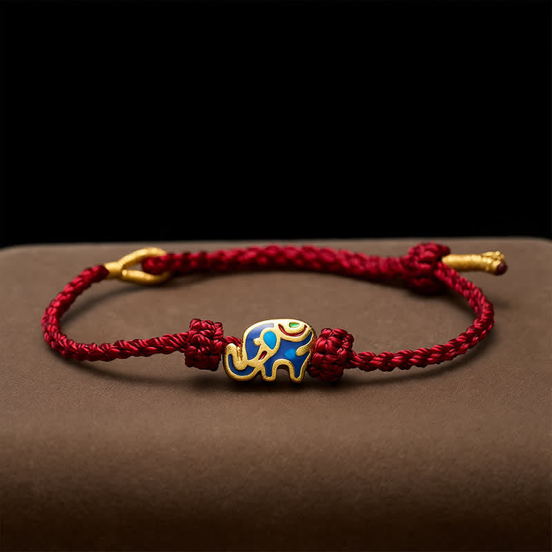 Buddha Stones Bracelet de sagesse tissé en fil rouge éléphant - image 2