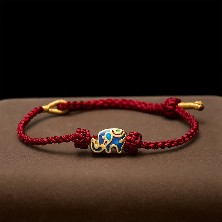 Buddha Stones Bracelet de sagesse tissé en fil rouge éléphant - image 2