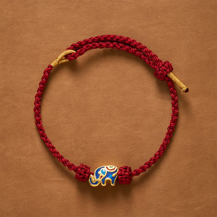 Buddha Stones Bracelet de sagesse tissé en fil rouge éléphant - Cordon rouge (Protection ♥ Chance) - image 0