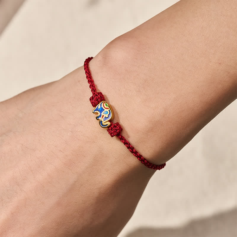 Buddha Stones Bracelet de sagesse tissé en fil rouge éléphant - image 4