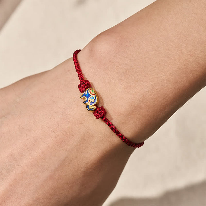 Buddha Stones Bracelet de sagesse tissé en fil rouge éléphant - image 4