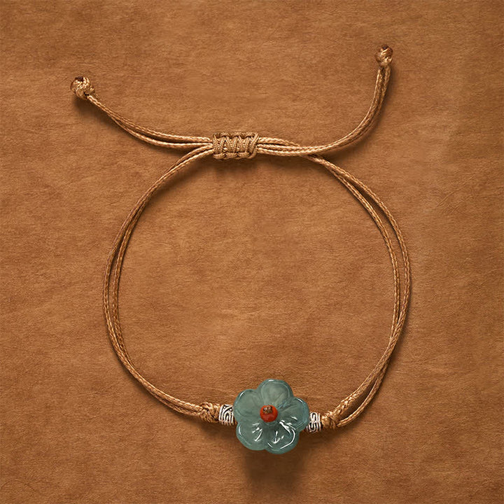 Buddha Stones Bracelet Harmonie Florale en Jade Naturel Tissé à la Main - image 1