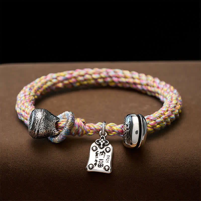 Buddha Stones Bracelet tibétain en cuivre et cuivre, orné d'une clochette de lotus, tissé à la main - 7,1–7,5 pouces (18–19 cm) - image 0