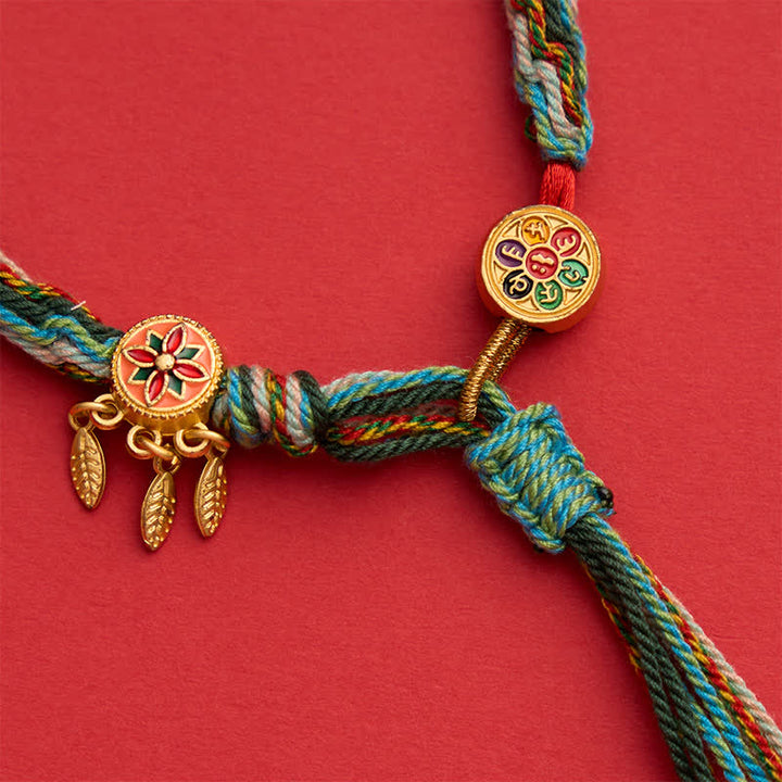 Buddha Stones Bracelet de protection ethnique à cinq couleurs rouges - image 4