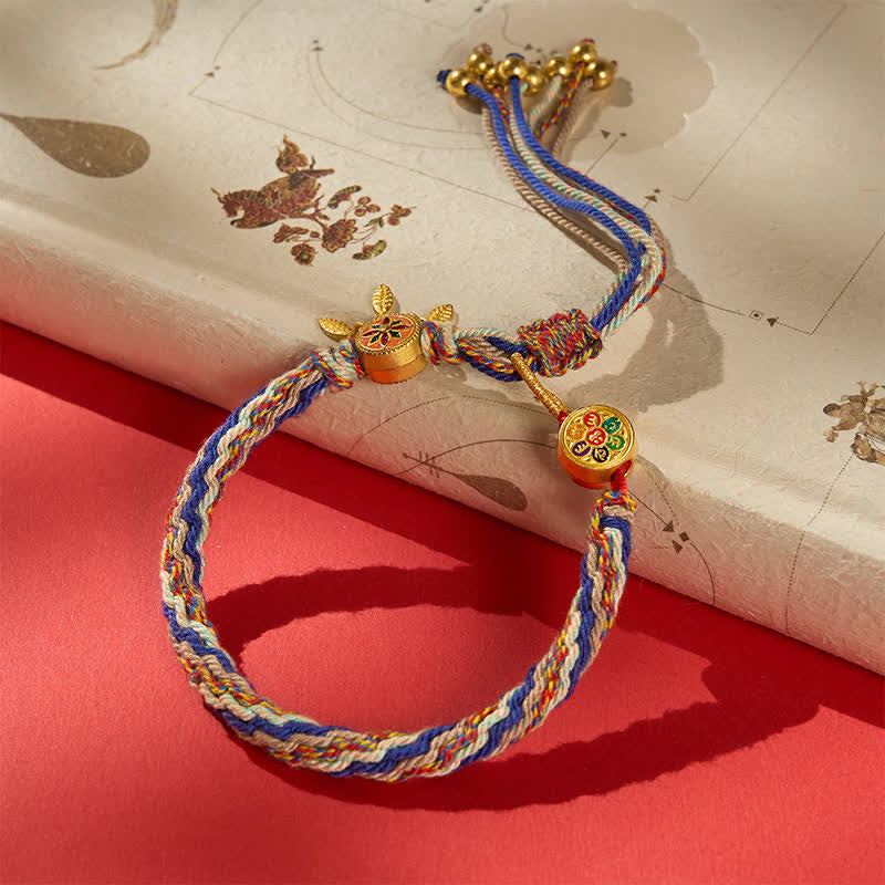Buddha Stones Bracelet de protection ethnique à cinq couleurs rouges - Bracelet bleu (Tour de poignet : 16–20 cm) - image 14