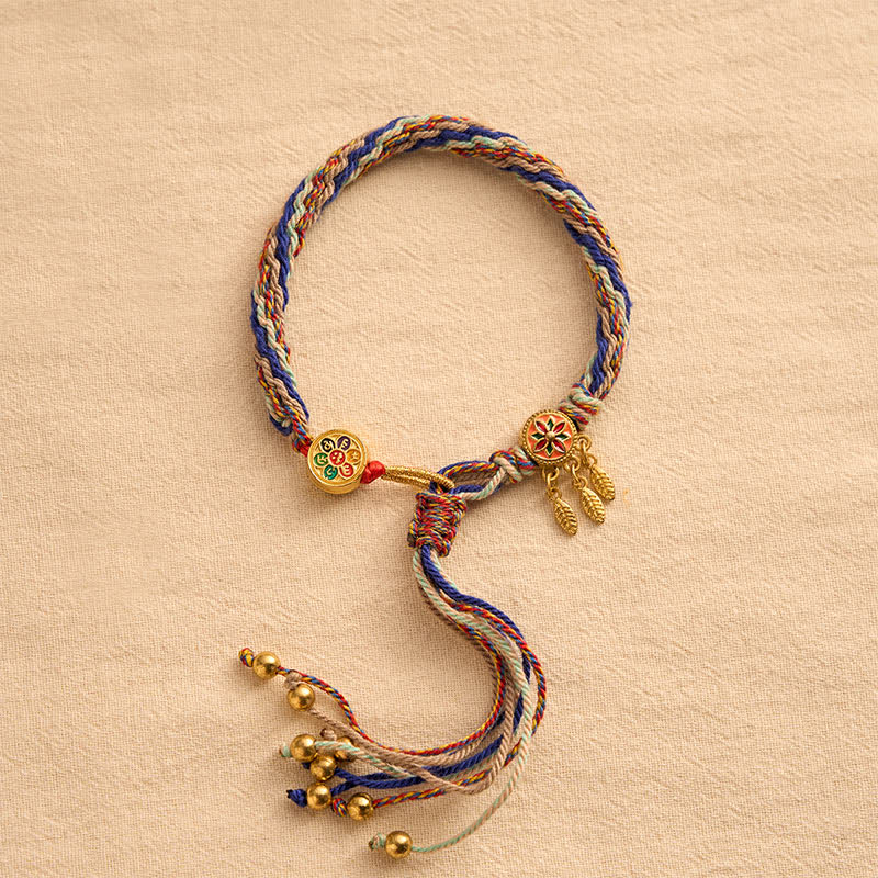 Buddha Stones Bracelet de protection ethnique à cinq couleurs rouges - image 16
