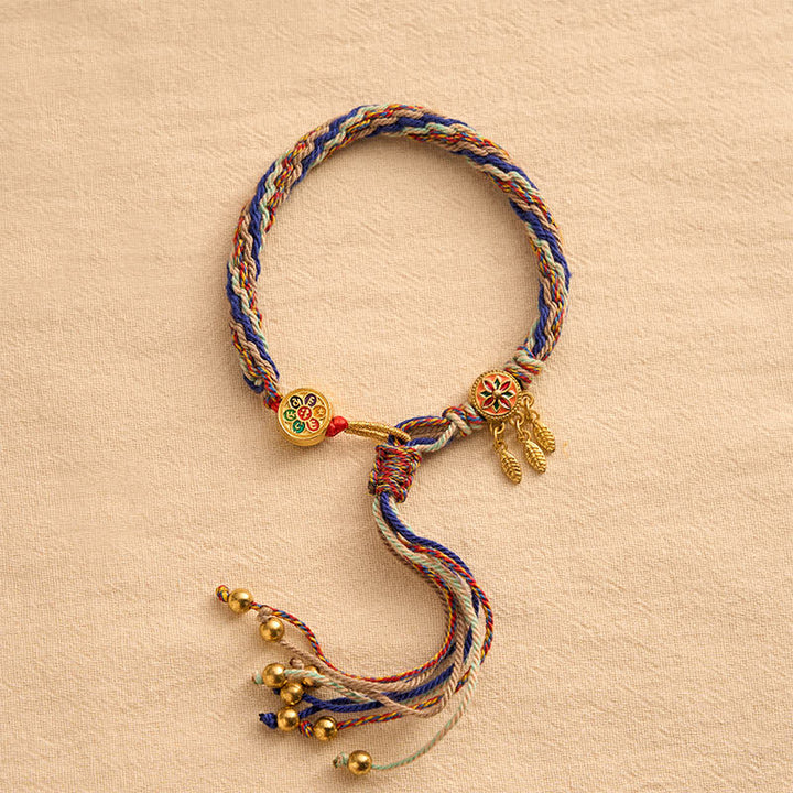 Buddha Stones Bracelet de protection ethnique à cinq couleurs rouges - image 16