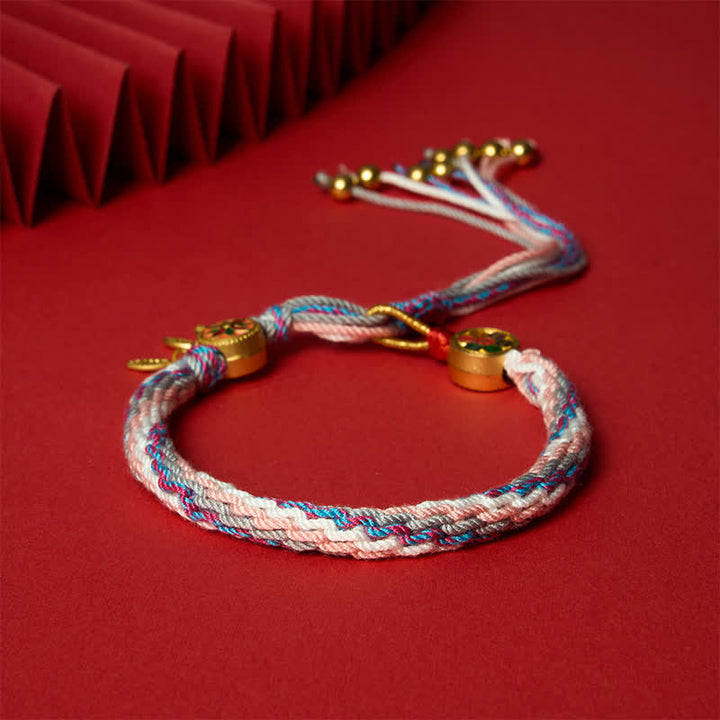 Buddha Stones Bracelet de protection ethnique à cinq couleurs rouges - image 10