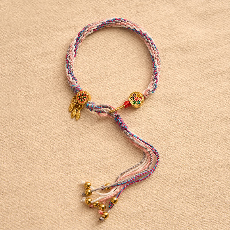 Buddha Stones Bracelet de protection ethnique à cinq couleurs rouges - image 11