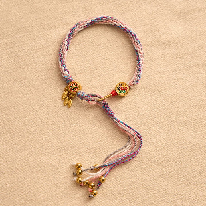 Buddha Stones Bracelet de protection ethnique à cinq couleurs rouges - image 11