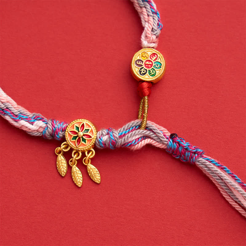 Buddha Stones Bracelet de protection ethnique à cinq couleurs rouges - image 13