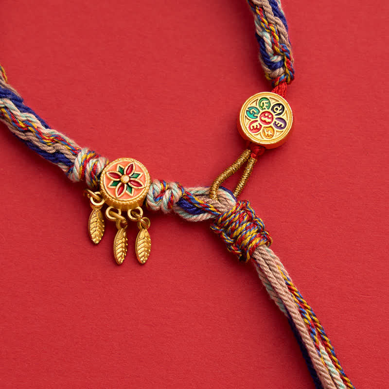 Buddha Stones Bracelet de protection ethnique à cinq couleurs rouges - image 18
