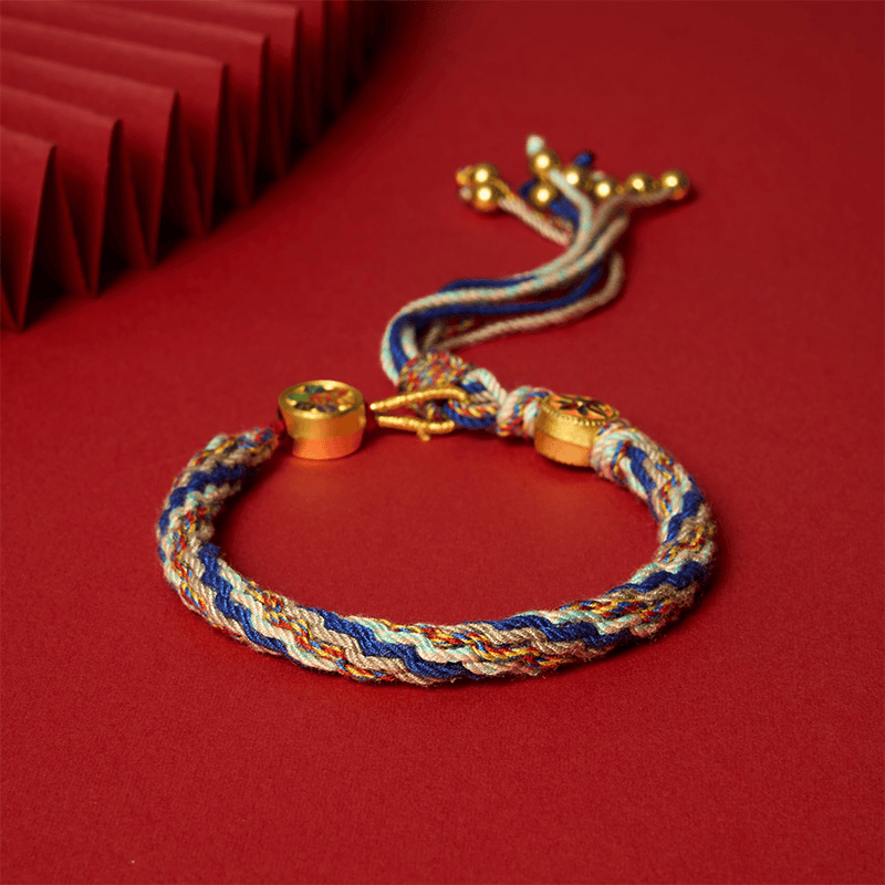 Buddha Stones Bracelet de protection ethnique à cinq couleurs rouges - image 15
