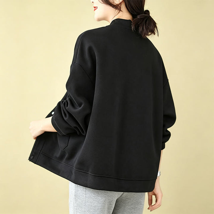 Buddha Stones Veste d'automne minimaliste décontractée à boutons pour femme, unie, avec poches - image 21
