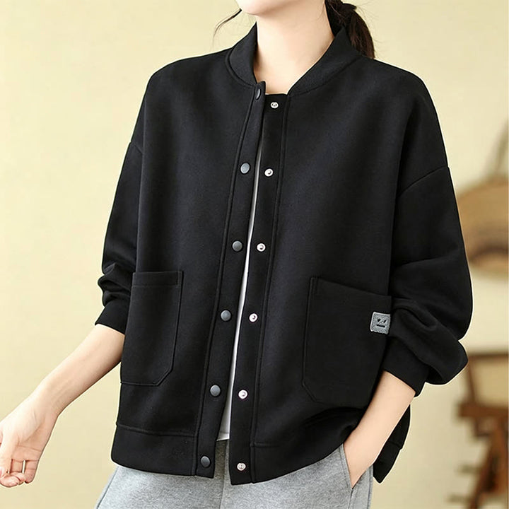 Buddha Stones Veste d'automne minimaliste décontractée à boutons pour femme, unie, avec poches - image 20