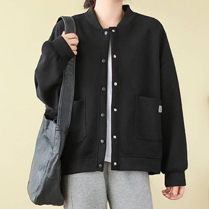 Buddha Stones Veste d'automne minimaliste décontractée à boutons pour femme, unie, avec poches - image 22
