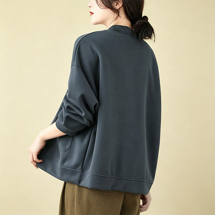 Buddha Stones Veste d'automne minimaliste décontractée à boutons pour femme, unie, avec poches - image 17