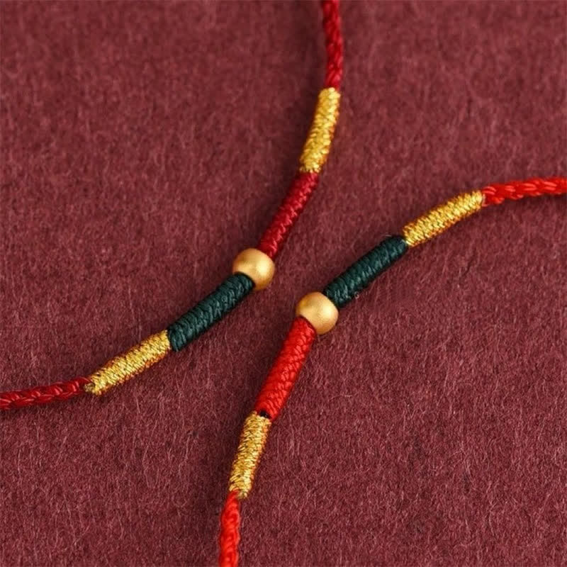 Buddha Stones Bracelet de protection en corde tressée rouge avec perles de cuivre et cordon rouge - image 6