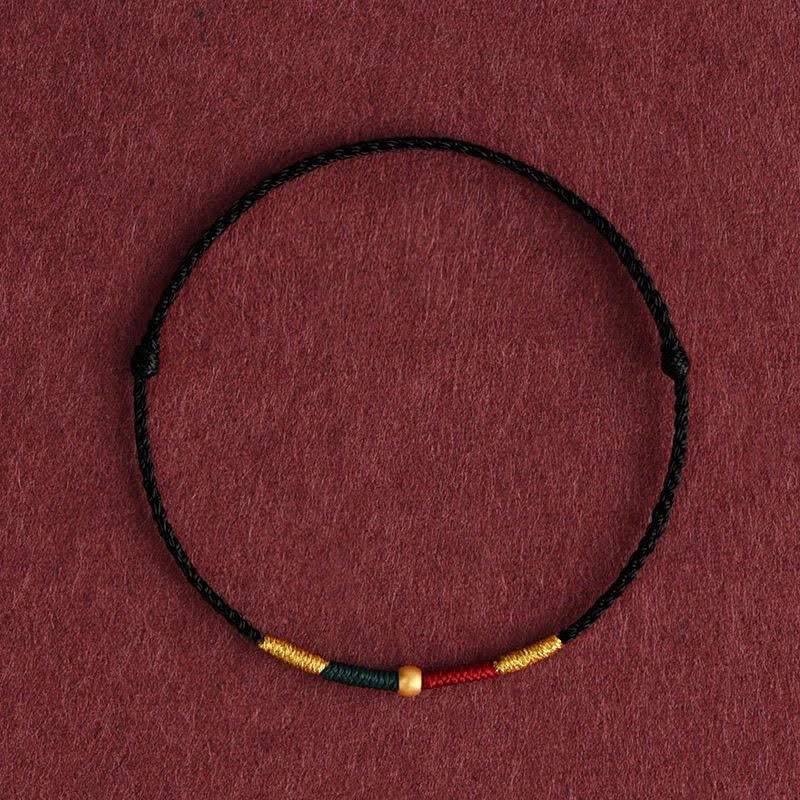Buddha Stones Bracelet de protection en corde tressée rouge avec perles de cuivre et cordon rouge - Noir (Tour de poignet : 15–17 cm) - image 5