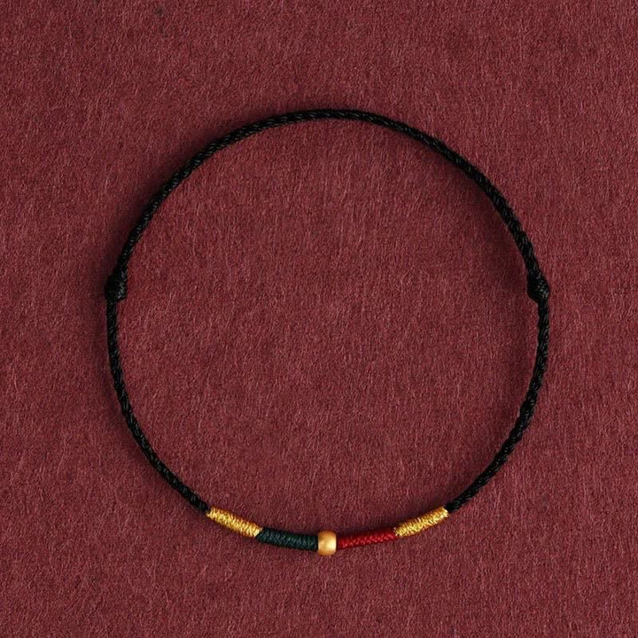 Buddha Stones Bracelet de protection en corde tressée rouge avec perles de cuivre et cordon rouge - Noir (Tour de poignet : 15–17 cm) - image 5